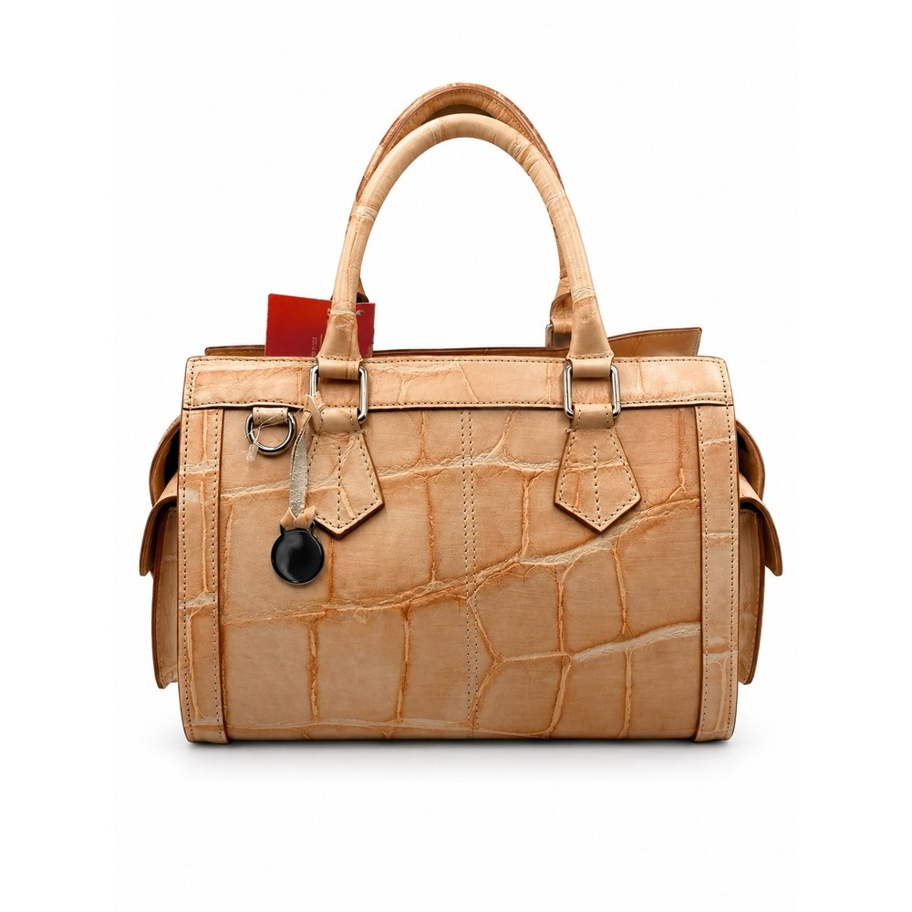 Vintage Y2K Dooney & Bourke Croc Leather Satchel Handbag Peach Charm Pockets NWT